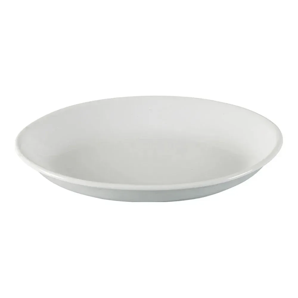 Large deep white chinaware oval platter by Yanco China, ideal for presenting substantial portions of entrées or family-style dishes elegantly.