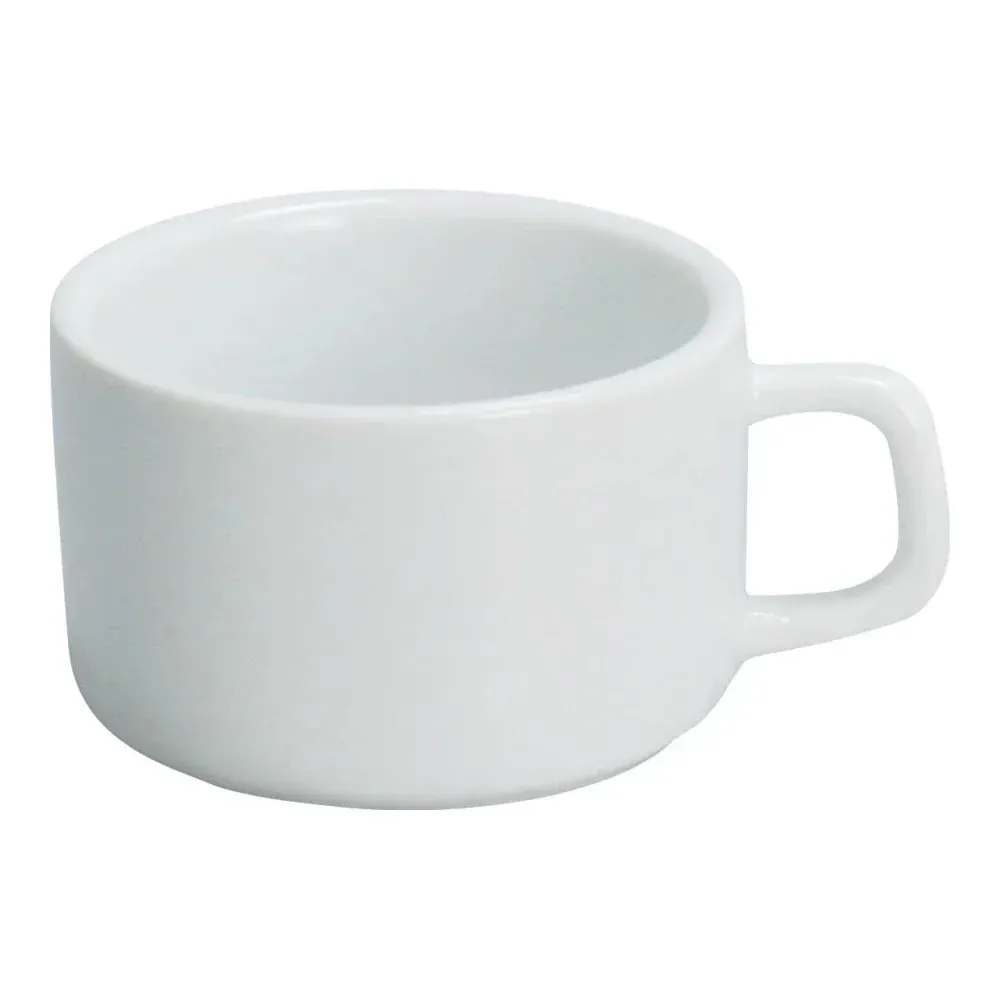 Small white chinaware espresso cup by Yanco China with a clean classic design, perfect for serving single or double shots of rich espresso.