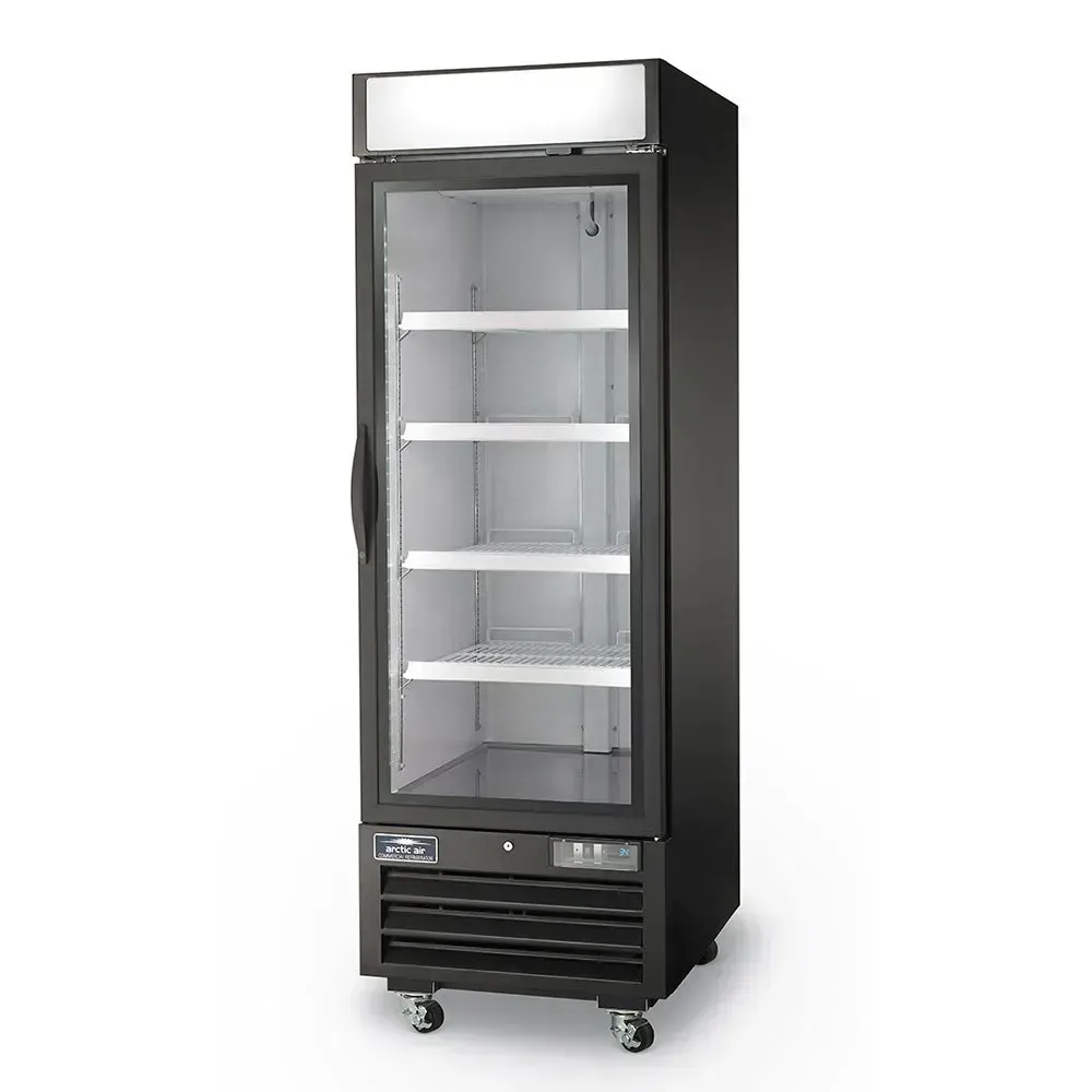 Arctic Air compact single-glass-door merchandiser freezer, perfect for frozen product display in cafes, restaurants, and small retail spaces.