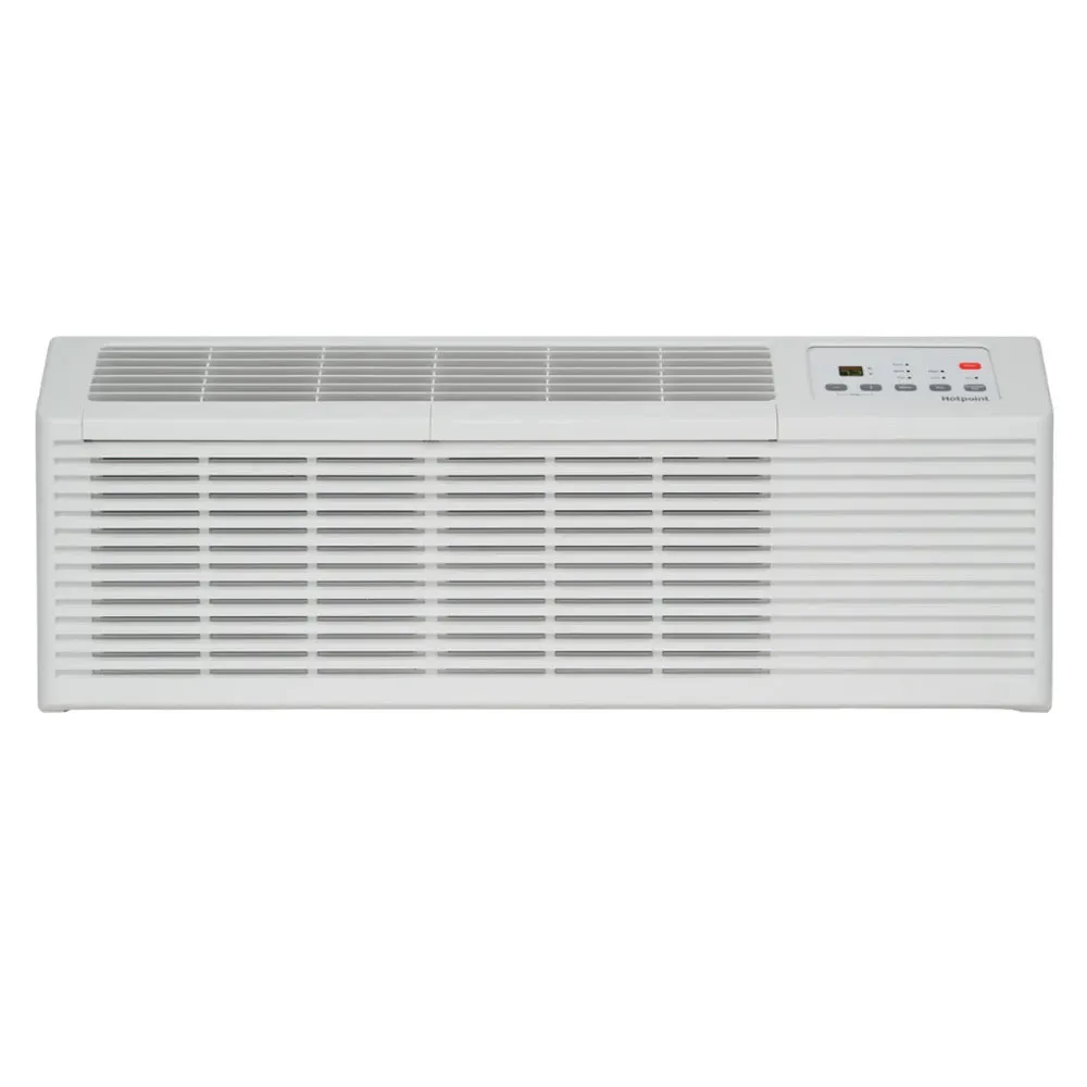 Hotpoint versatile PTAC unit with electric heat kit, providing both cooling and heating for year-round comfort in hotel guest rooms.