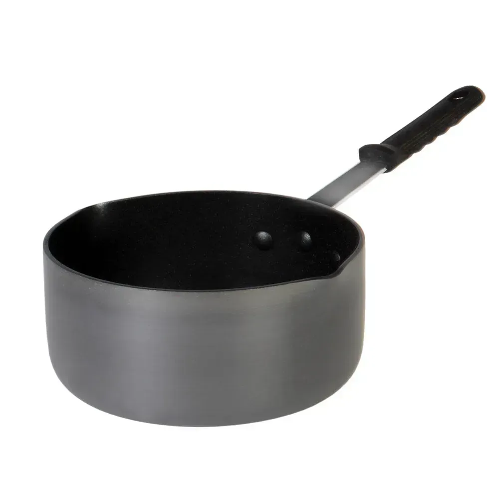 Small aluminum sauce pan by Thunder Group, perfect for melting butter, warming sauces, or cooking small quantities with even heat.
