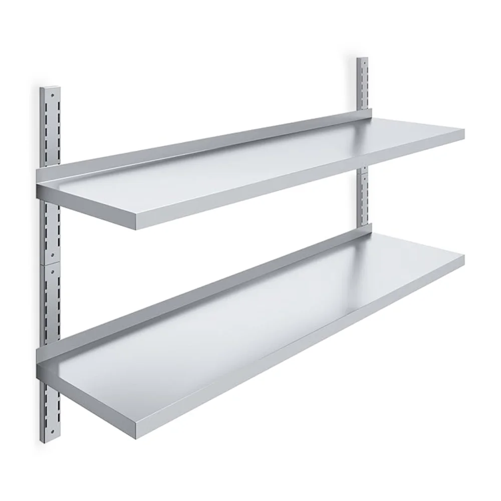 AmGood 16" x 60" Two-Tier Stainless Steel Wall Mounted Shelf, Heavy-Duty
