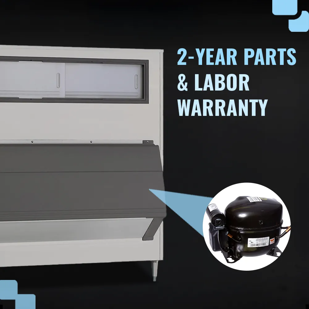 Ice-O-Matic upright ice storage bin with large capacity, providing secure and efficient storage for commercial ice applications.