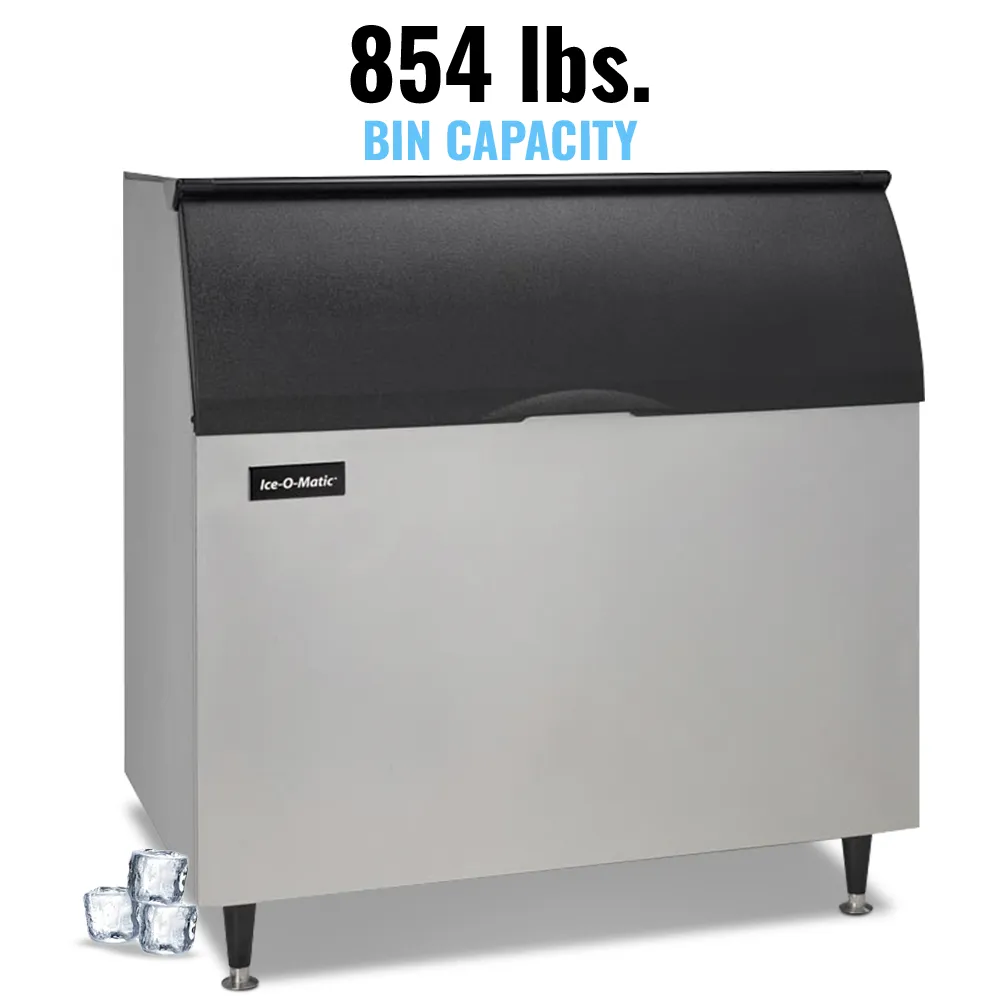 Ice-O-Matic stainless steel reinforced ice storage bin, durable and reliable for professional ice storage in restaurants and bars.