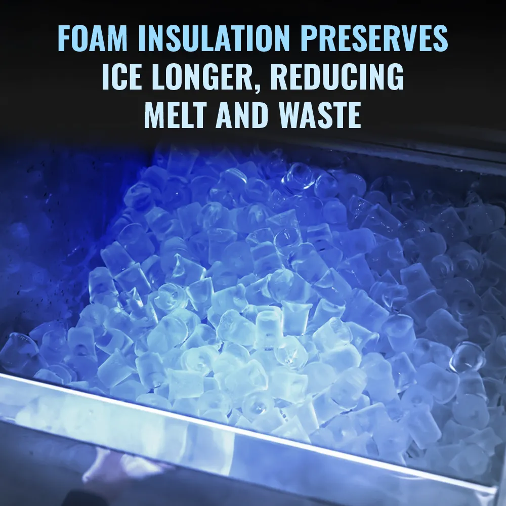 Ice-O-Matic stainless steel reinforced ice storage bin, durable and reliable for professional ice storage in restaurants and bars.