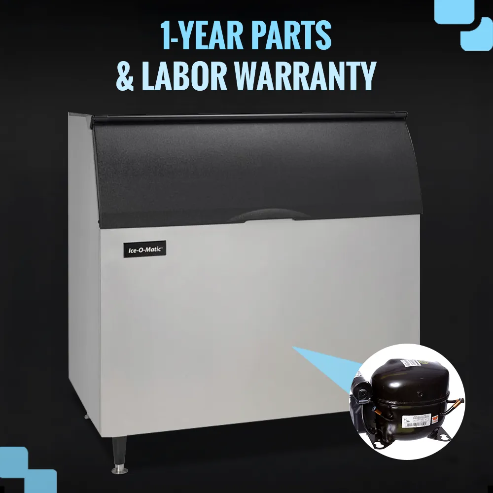 Ice-O-Matic stainless steel reinforced ice storage bin, durable and reliable for professional ice storage in restaurants and bars.