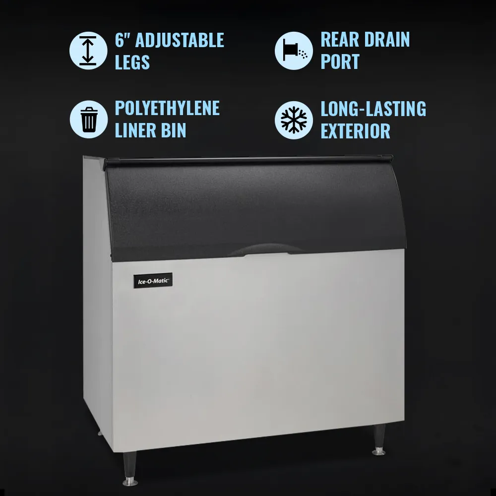 Ice-O-Matic stainless steel reinforced ice storage bin, durable and reliable for professional ice storage in restaurants and bars.