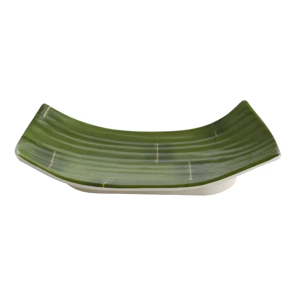 Small bamboo texture melamine deep plate from Yanco China, perfect for soups, sides, or starters in establishments that prioritize natural style.