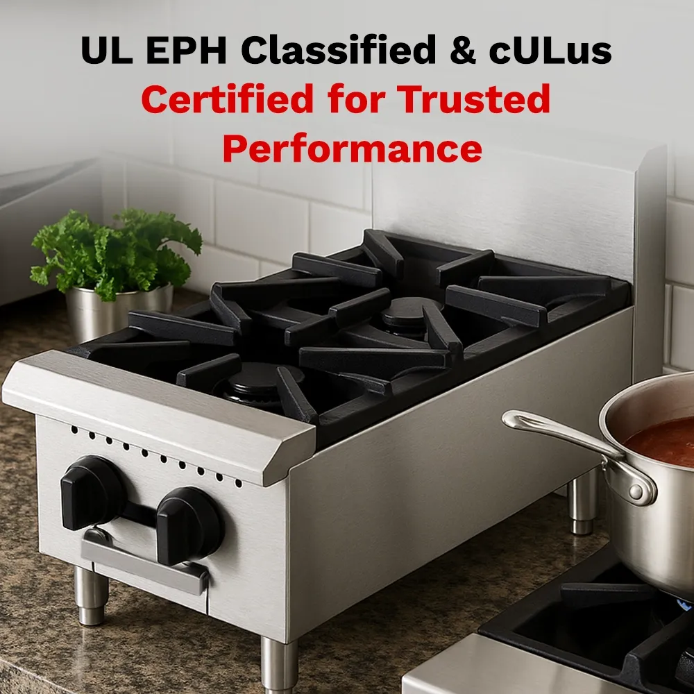 BakeMax Two-burner gas hotplate with manual controls and slim footprint, perfect for small kitchens needing reliable stovetop use every day.