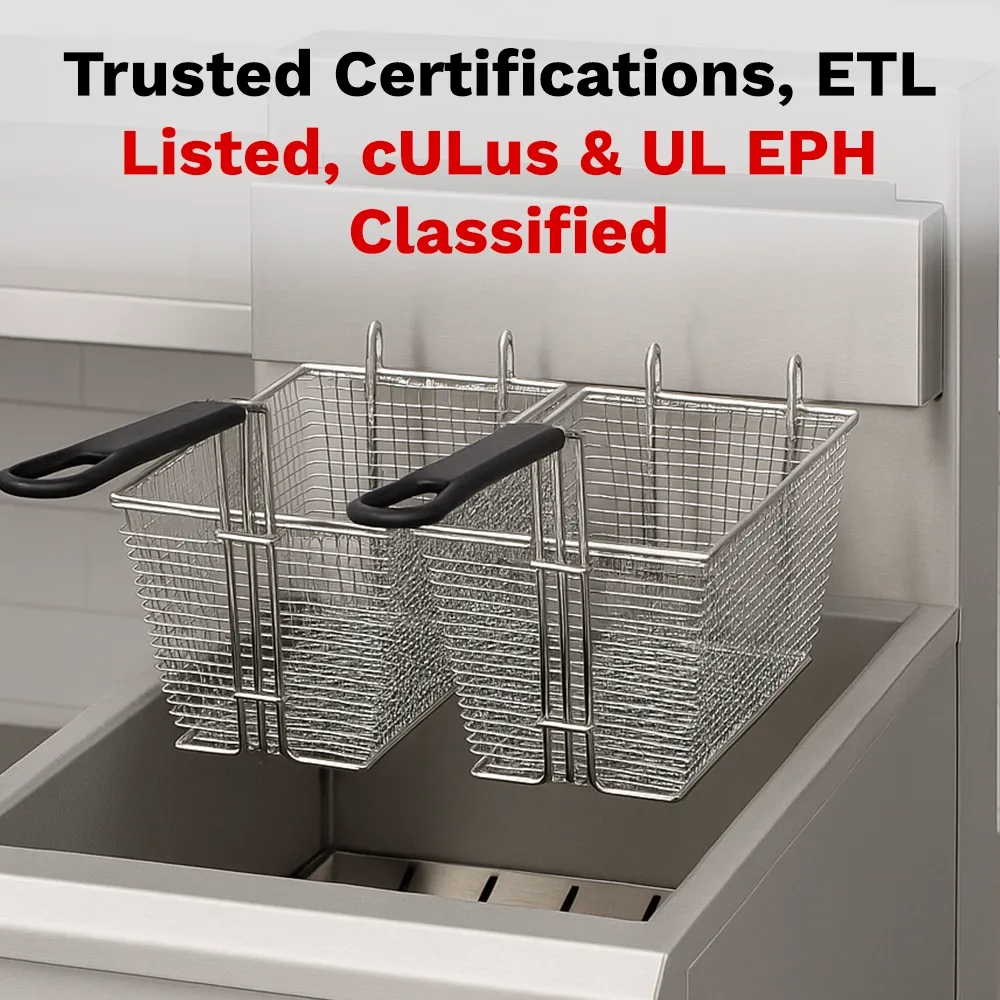 bakemax Floor-model propane gas fryer with large oil capacity, built for high-volume frying in demanding commercial kitchens with durable construction