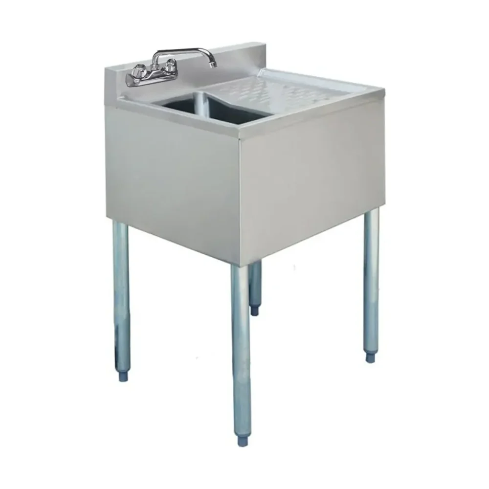 Prepline 24" 1 Bowl Underbar Hand Sink with Faucet, 14" x 10" Bowl, Stainless Steel and Right Drainboard