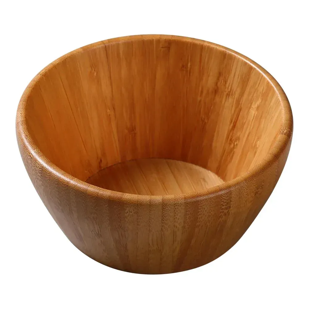 Exquisite round wooden bowl from Yanco China showcasing elegant grain and a warm wood tone, perfect for upscale dining presentations.