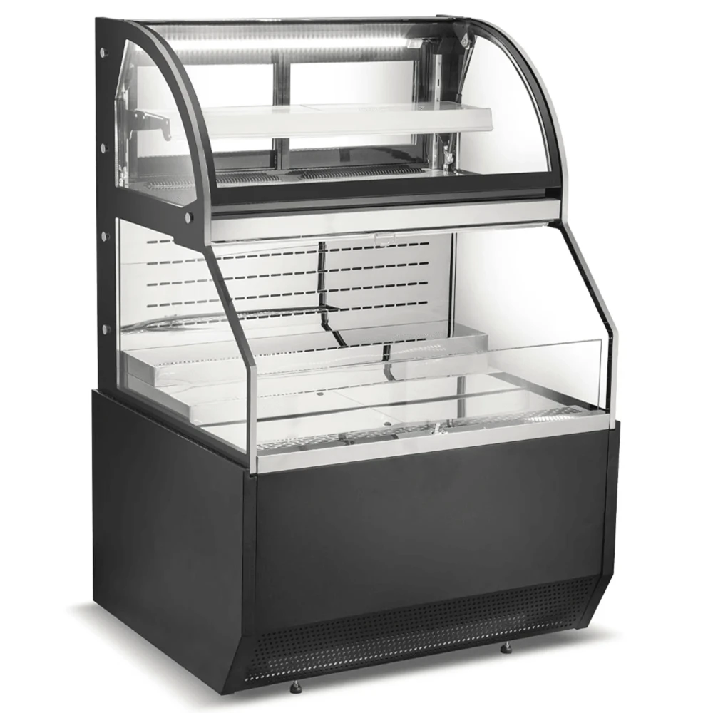 ProKitchen Series 36" Dual Service Open Air Display Case Merchandiser, Black, 1 Year Warranty