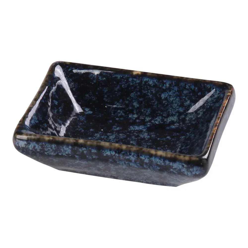 Small blue sauce dish by Yanco China, perfect for single servings of condiments or sauces, ideal for soy sauce, ketchup, or chutney.