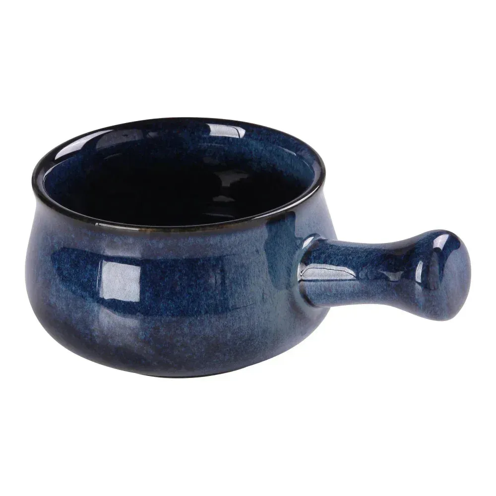 Yanco Blue Star melamine skillet bowl in blue with handle, sturdy and stylish, perfect for serving soups, pasta, or hot dishes in restaurants.