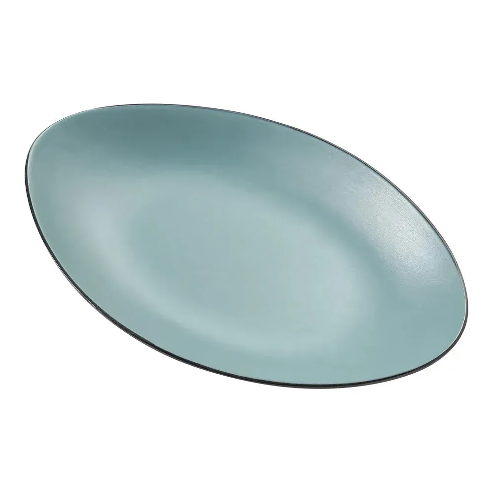 Yanco Birmingham melamine oval dinner plate in teal, practical and stylish, perfect for serving meals in commercial or home settings.