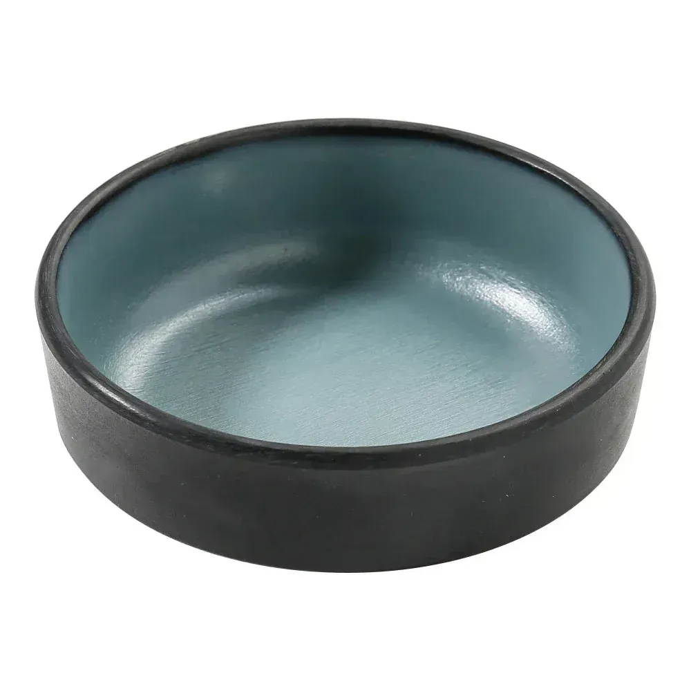 Yanco Birmingham melamine sauce dish in teal, versatile for dips and sauces, ideal for commercial and home use, pack included.