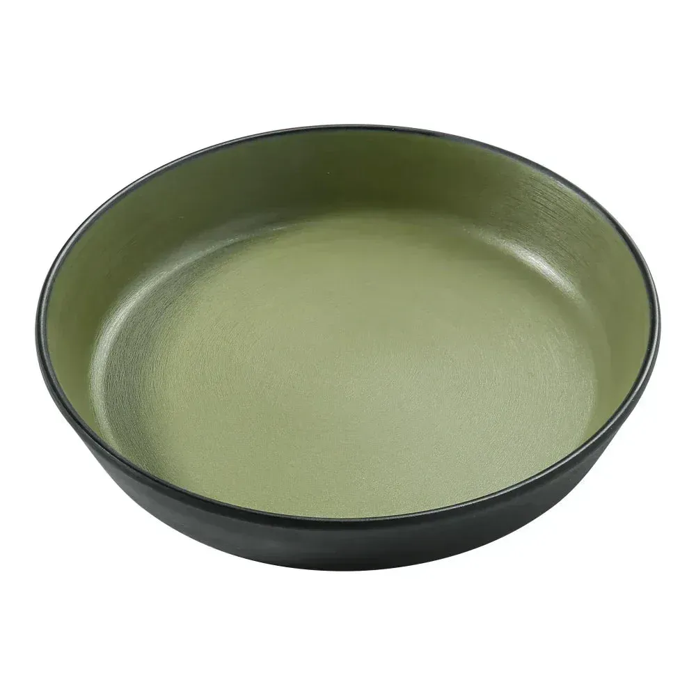 Green melamine deep dish from Yanco China, a twenty four ounce bowl suitable for serving larger portions, combining a deep profile and durability.
