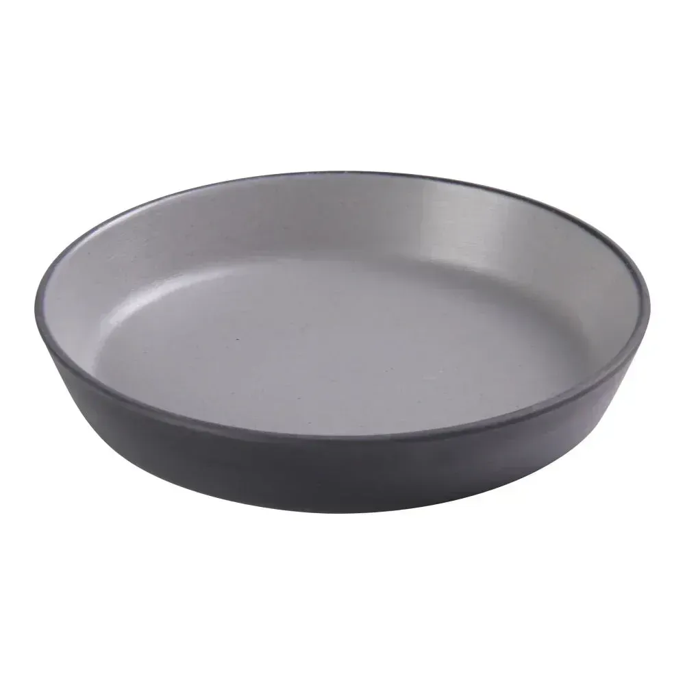 Grey melamine deep dish by Yanco China, a twenty four ounce bowl ideal for family style meals or cooking prep, combining simplicity and strength.