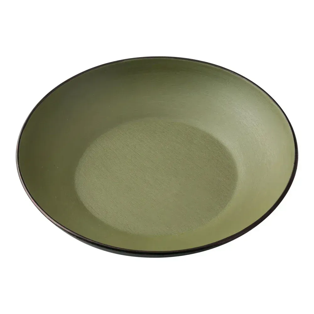 Yanco China gray-green melamine bowl with sleek finish and sturdy design, ideal for serving soups, salads, or pasta with long-lasting quality.