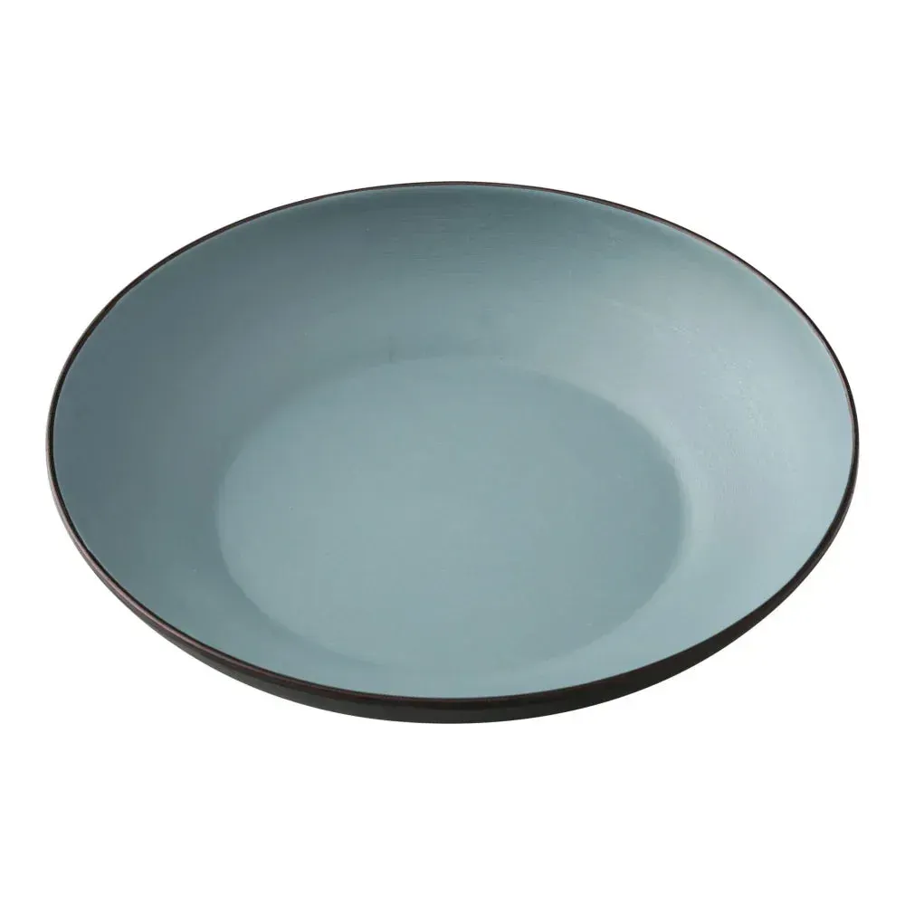 Yanco China gray teal melamine Birmingham salad or pasta bowl for commercial presentation, designed to withstand use while keeping dishes appealing.
