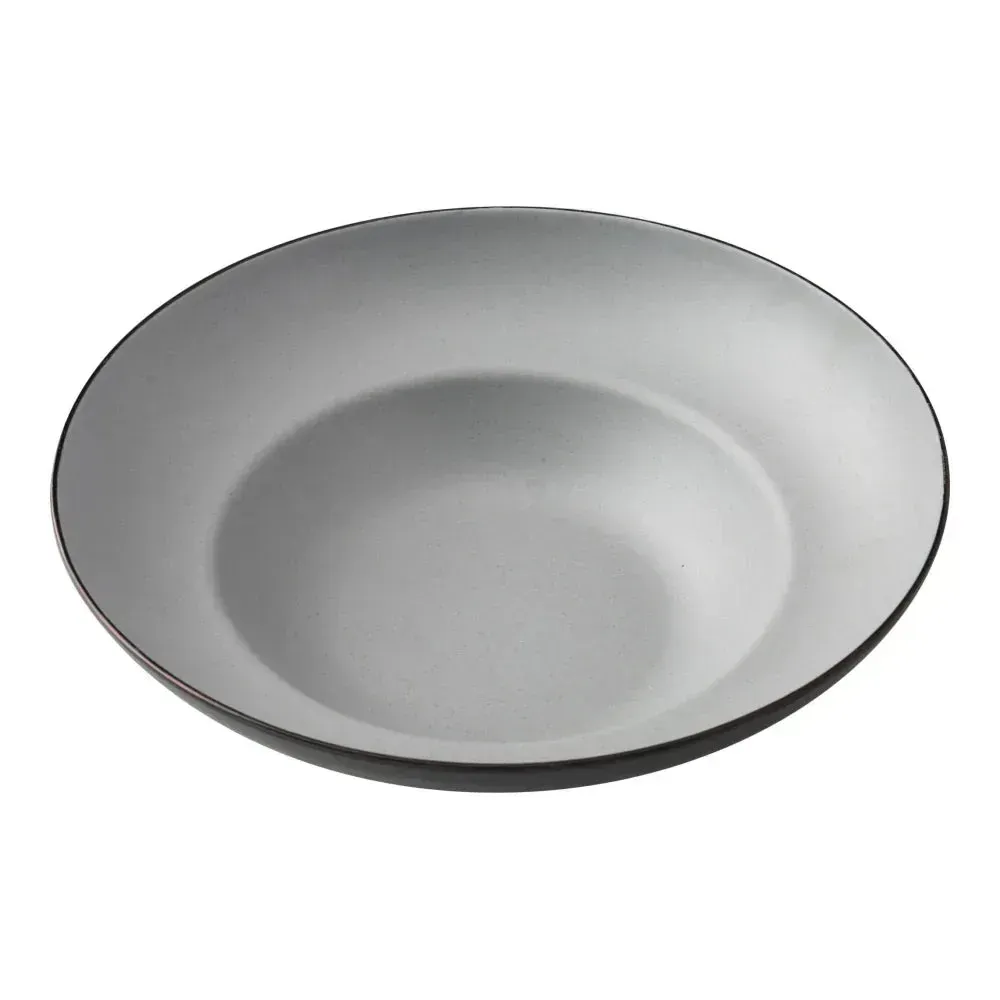 Yanco China gray-black melamine bowl with smooth matte surface and durable design, great for pasta, salads, or soups with a modern touch.