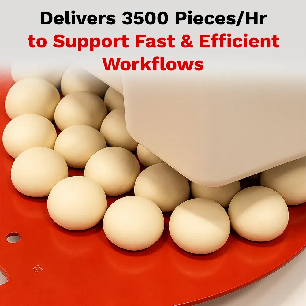 BakeMax Semi-automatic bun divider with stainless steel construction, consistent dough portions, easy to clean, reliable countertop unit for bakeries.