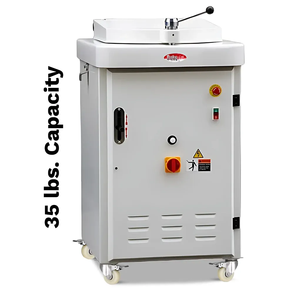 BakeMax Hydraulic dough divider with stainless build, floor model with high output, easy to clean, ideal for dividing large dough blocks in bakeries.