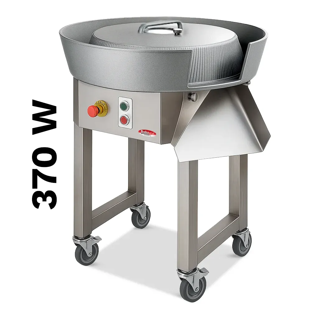 BakeMax Titan Series dough ball rounder with stainless steel frame, floor-standing build, and adjustable high-volume rounding capacity for bakeries.