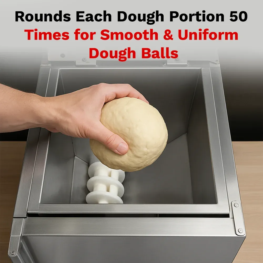 BakeMax BMDD003 Titan Series automatic dough divider and rounder with stainless steel, countertop format, and high-capacity dough portioning system.