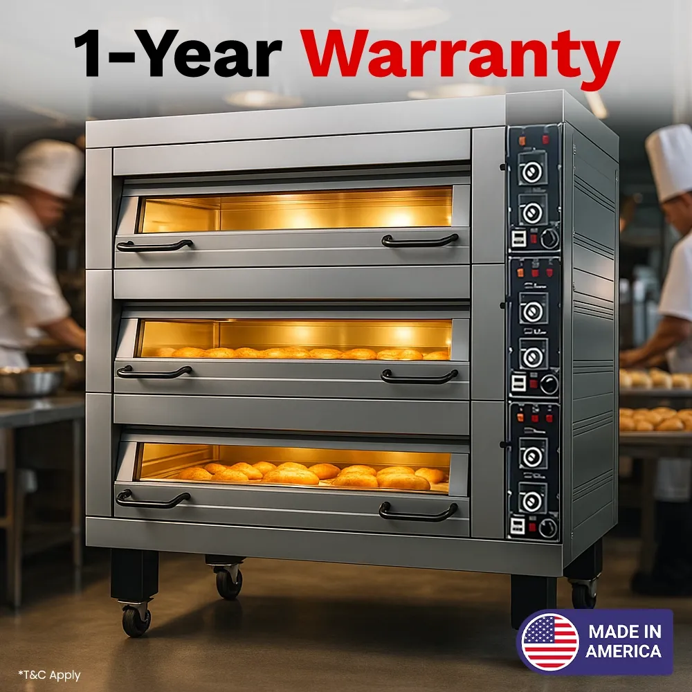 BakeMax single-deck electric oven sized for few sheet pans, perfect for small bakeries, cafés, or extra baking station during busy service hours.