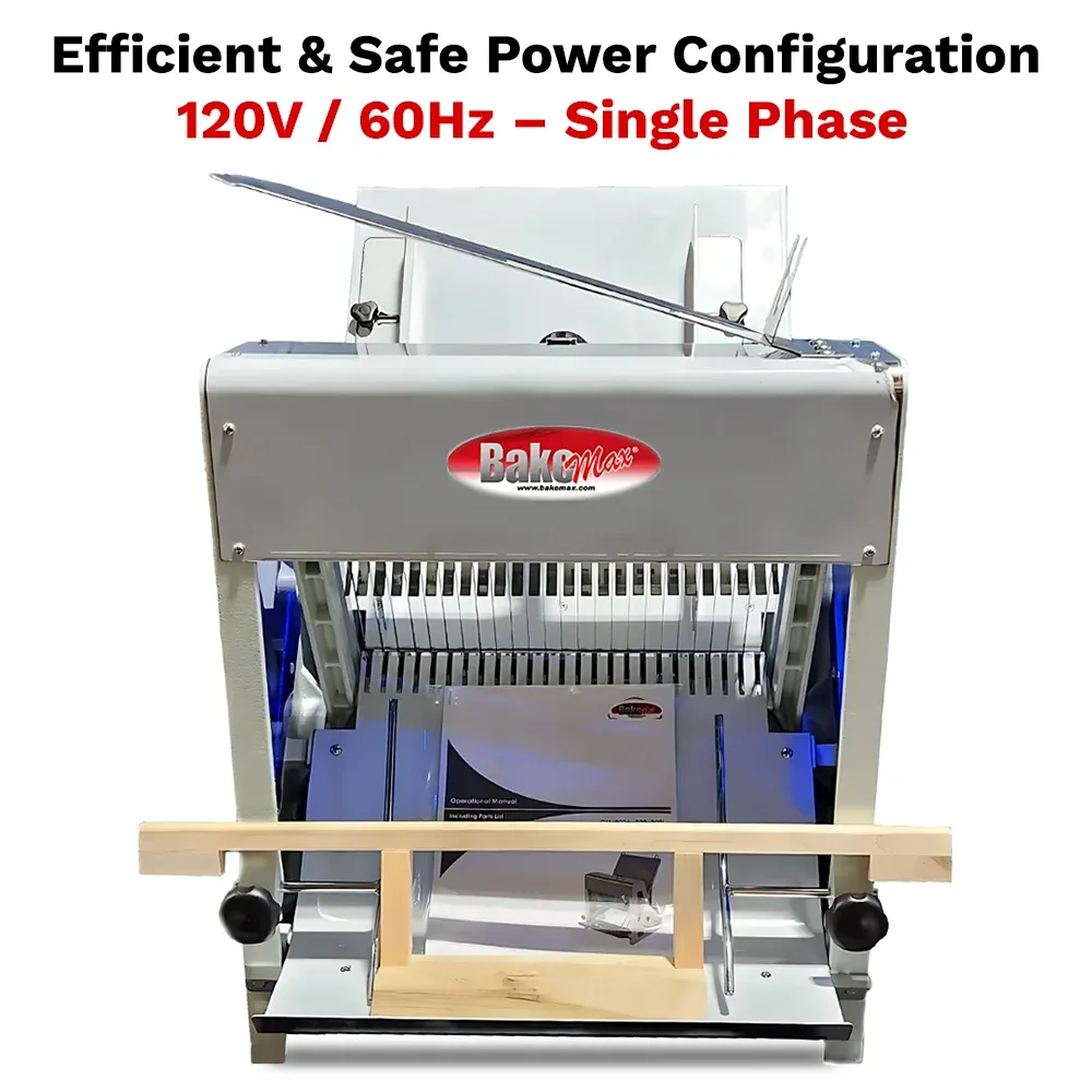 BakeMax BMGF001-5 Countertop Gravity feed bread slicer with stainless steel body, gravity feed design, Titan Series, 30-inch.