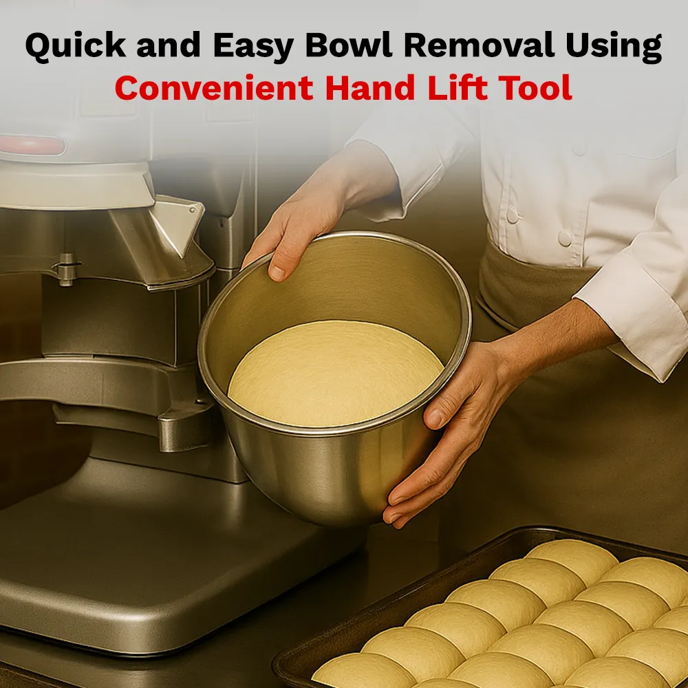 BakeMax countertop planetary mixer ideal for cafés and bakeries needing reliable performance without taking up much counter space. Smartly designed.