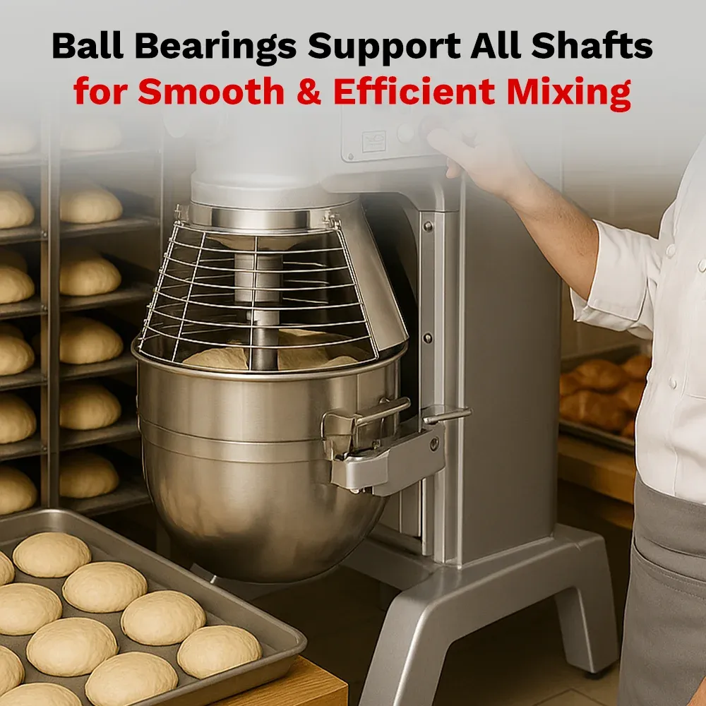 BakeMax reliable floor-standing planetary mixer with generous bowl capacity for busy bakeries and pastry kitchens. Built for high-demand performance.