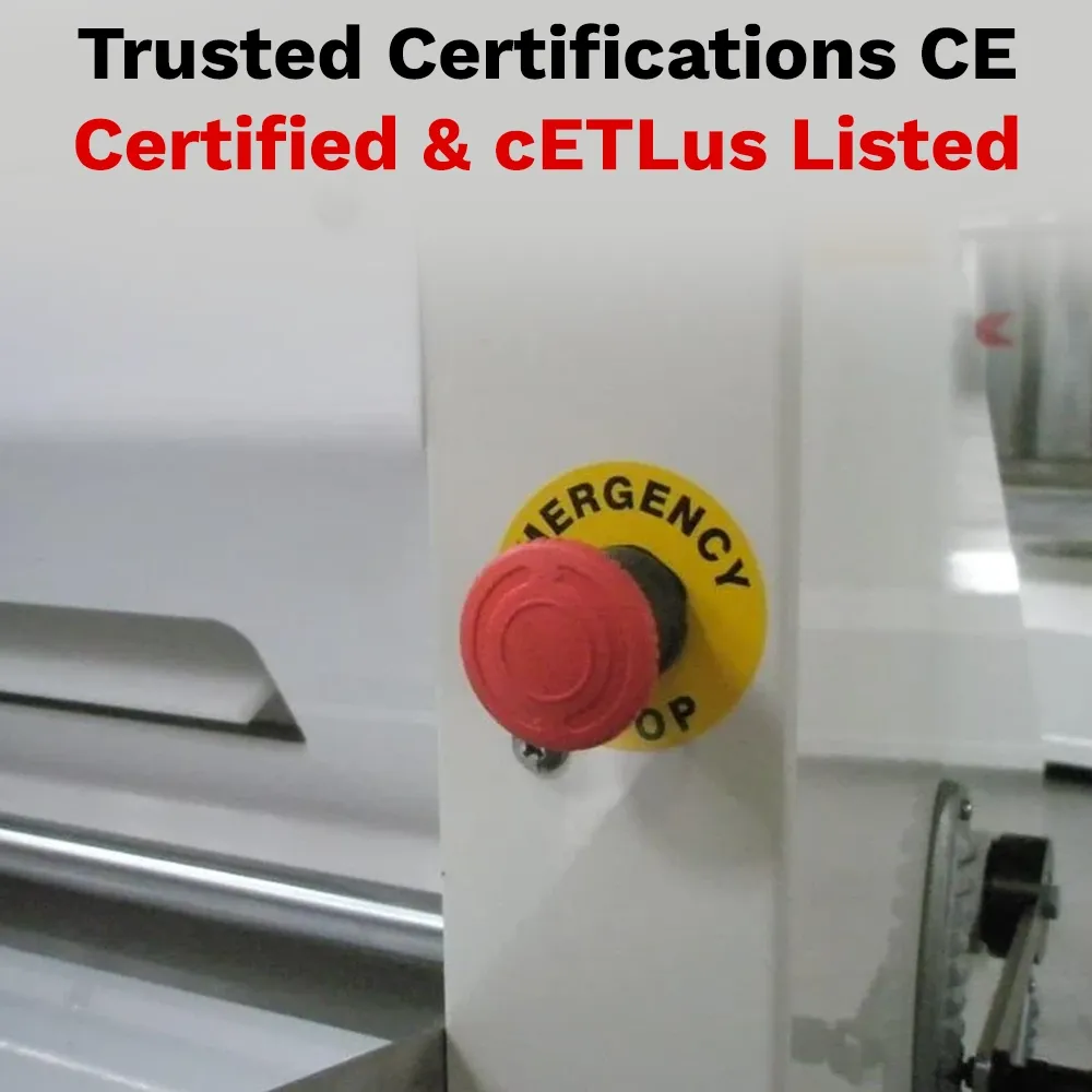 BakeMax Two-pass pizza sheeter with stainless rollers, compact countertop design, uniform thickness, easy to clean, single-phase power model.