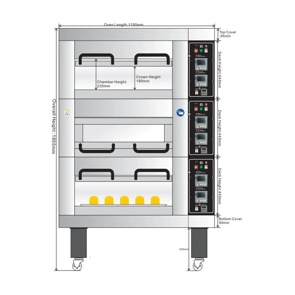 BakeMax BMSD003 47" Three Deck Electric Oven, Accommodates (3) 18 X 26 Pans, 220/60/3