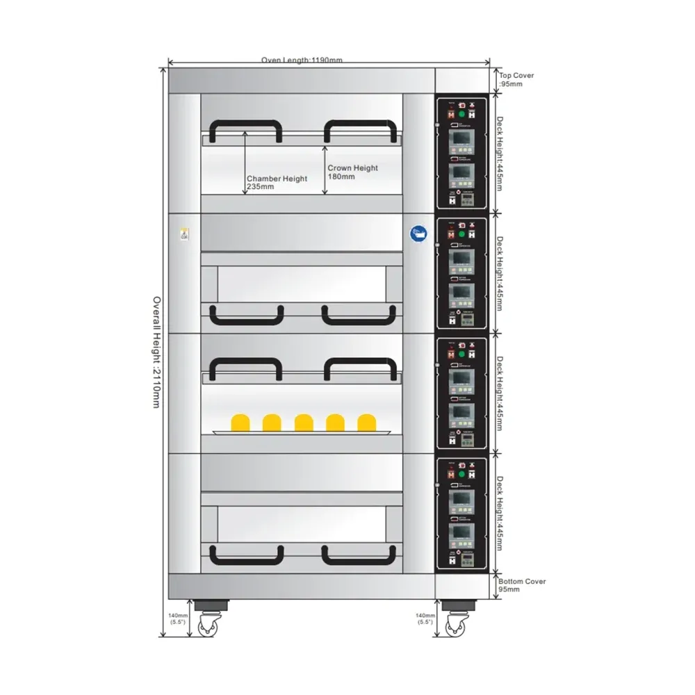 BakeMax BMSD004 47" Four Deck Electric Oven, Accommodates (4) 18 X 26 Pans, 220/60/3