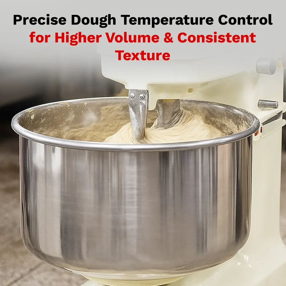 BakeMax compact spiral dough mixer handles medium dough batches, perfect for mid-size bakeries seeking consistent texture and high-volume output.