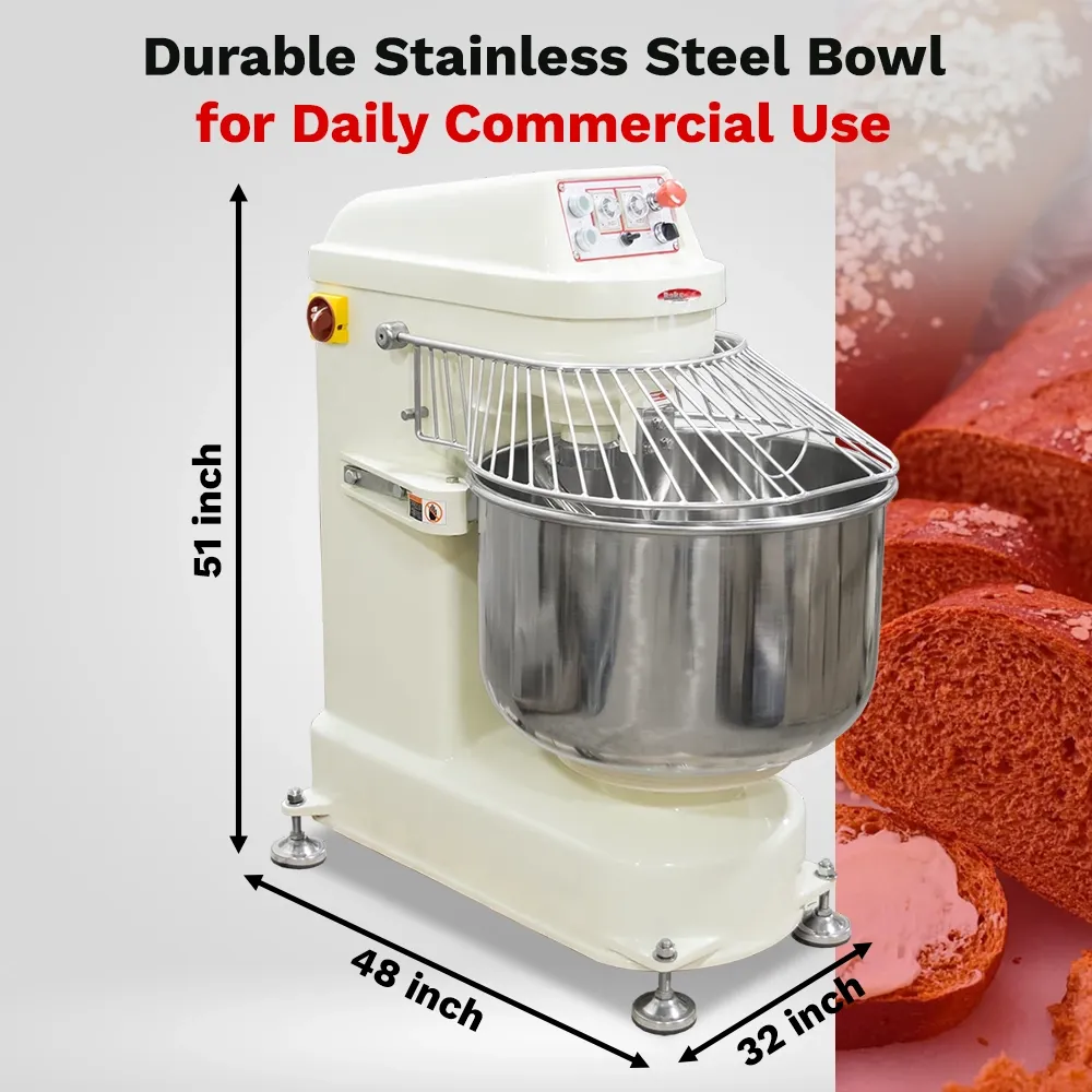 BakeMax extra-large spiral dough mixer made for bakeries handling large dough batches with gentle, consistent kneading. A true long-term workhorse.