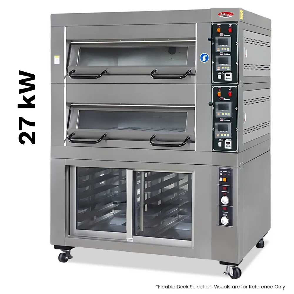 BakeMax compact triple-deck electric oven holds multiple sheet pans, offering powerful baking capability for mid-size bakeries with limited space.