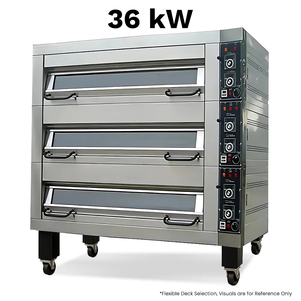 BakeMax space-saving four-deck electric oven built for high-output baking in tight kitchen layouts, maximizing efficiency in limited spaces.