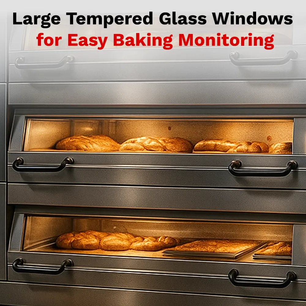 BakeMax space-saving four-deck electric oven built for high-output baking in tight kitchen layouts, maximizing efficiency in limited spaces.