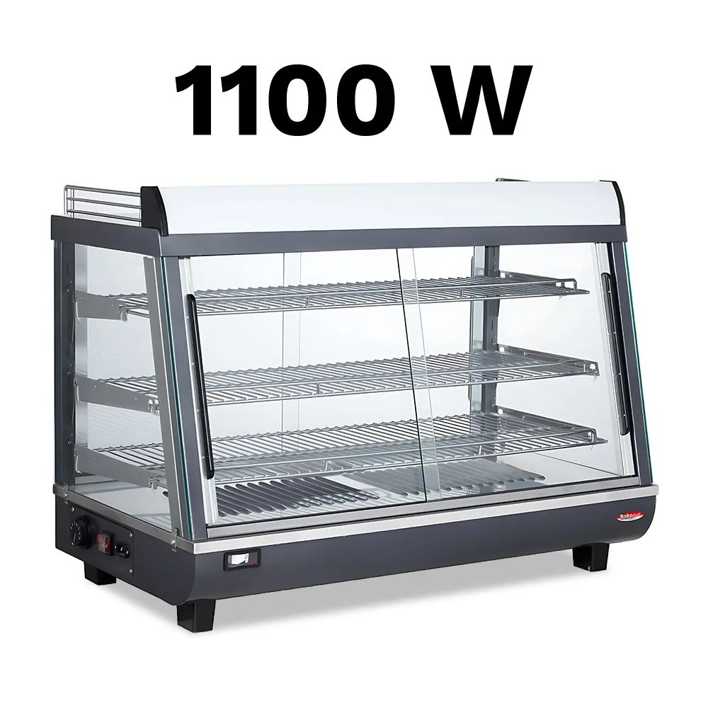 BakeMax BMTSC36 Mid-size heated display case, countertop unit with glass panels for food merchandising, Titan Series, 36-inch.