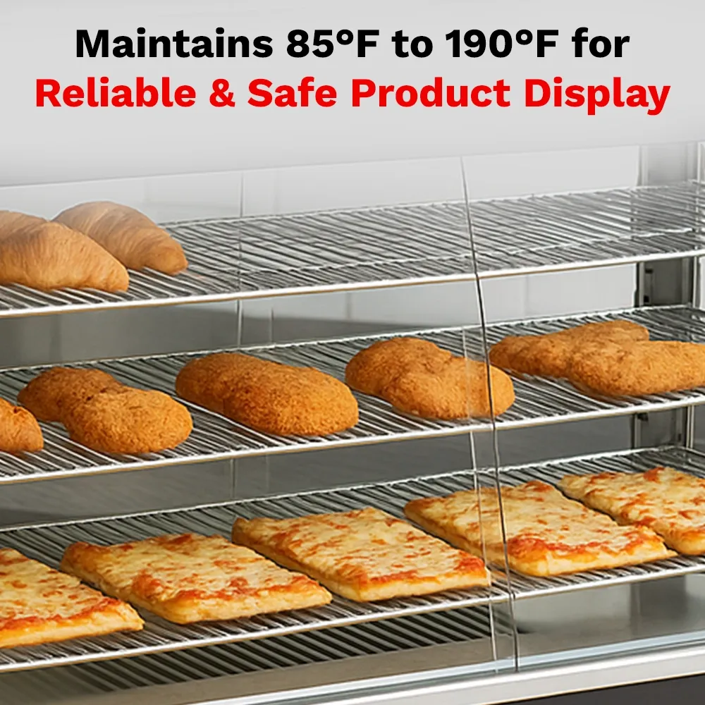 BakeMax BMTSC36 Mid-size heated display case, countertop unit with glass panels for food merchandising, Titan Series, 36-inch.