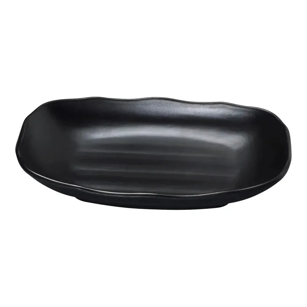 Matte black melamine rectangular bowl from Yanco China with a deep shape, suitable for soups, salads, or side dishes in homes or cafes.