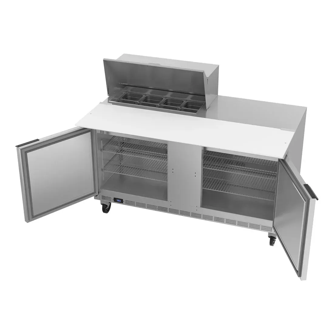 Beverage-Air SPE60HC-08C 60" Refrigerated Sandwich Prep Table, Cutting Top, 2 Door, 17" Wide Cutting Board