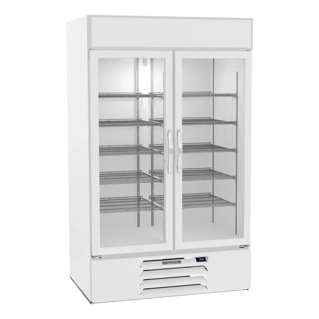 Beverage-Air white glass door wine refrigerator with elegant design, perfect for wine storage and display in homes, bars, or retail shops.