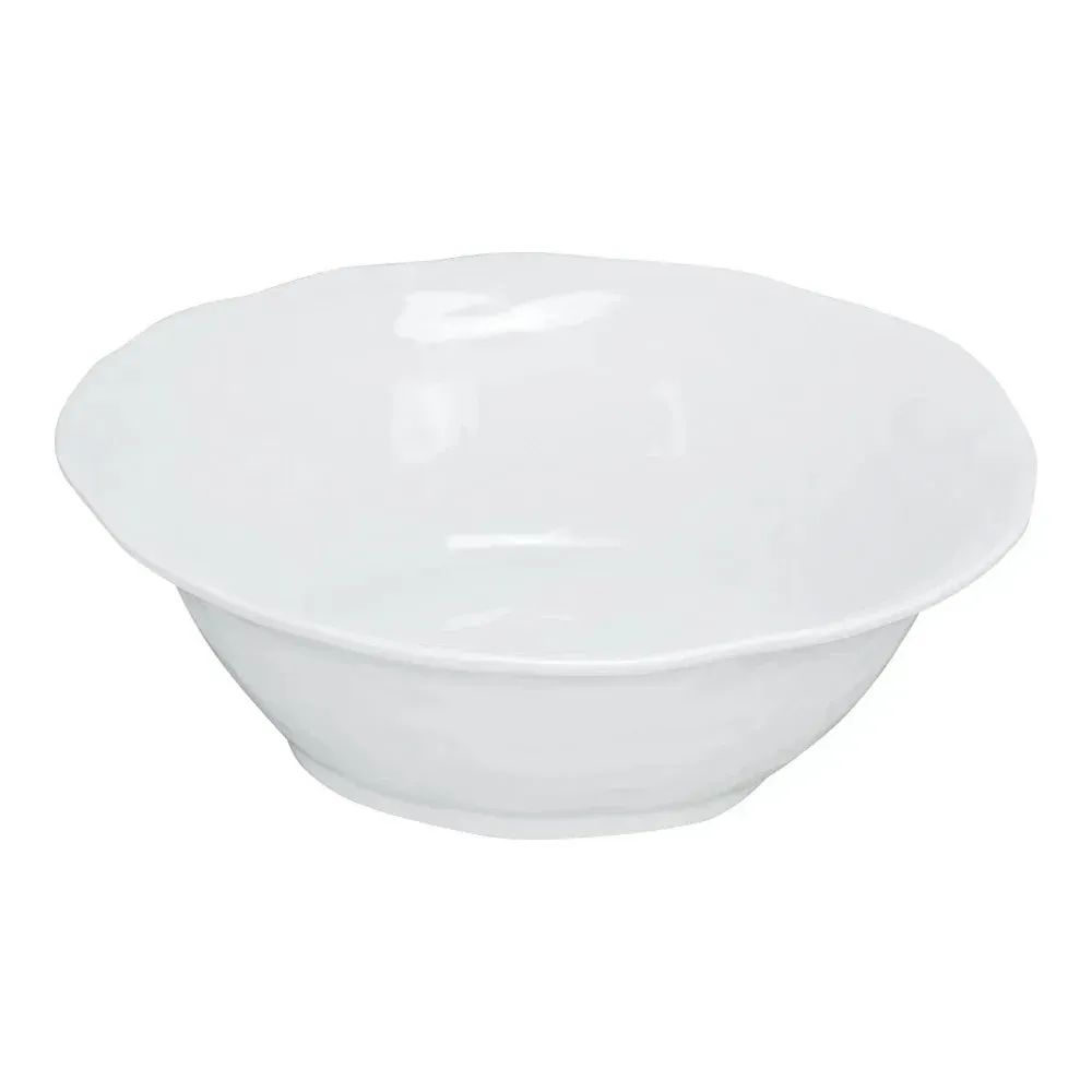 Large white melamine catering bowl from Yanco China with clean lines, perfect for showcasing fresh salads, pasta, or fruits in catering service.