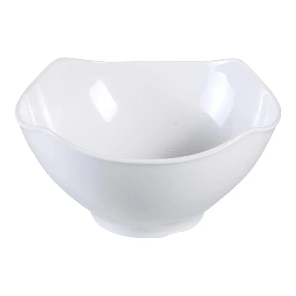 White melamine catering bowl from Yanco China with a sleek finish, ideal for serving salads, pasta, or shared dishes at buffets and restaurants.