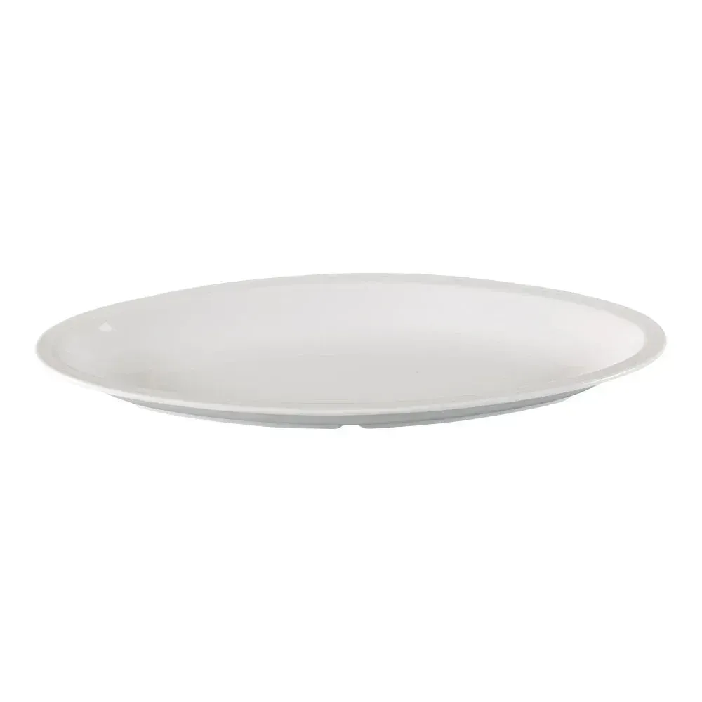 White melamine deep catering platter by Yanco China for serving salads, pasta, and large dishes in restaurants, catering services, and banquets.